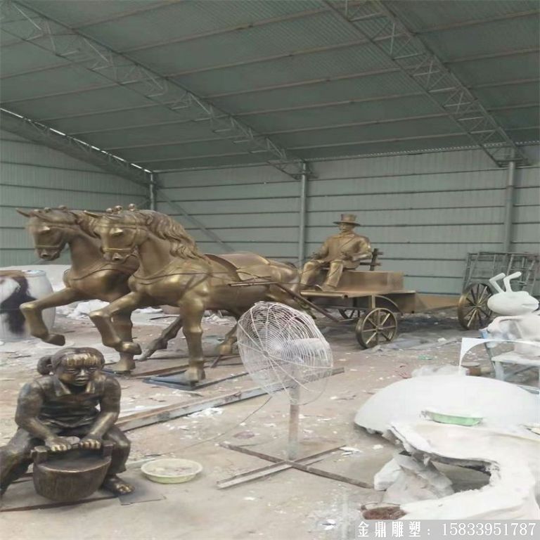 玻璃鋼仿銅馬車雕塑，馬車雕塑定做，啤酒節(jié)馬車雕塑8